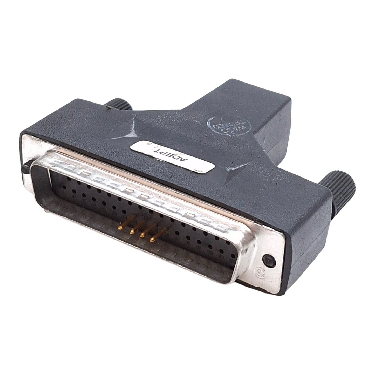 Used Adept Technology I/O E-STOP/D-MAN 4-Pin Jumper Dongle, DB50 Male Profile, Black