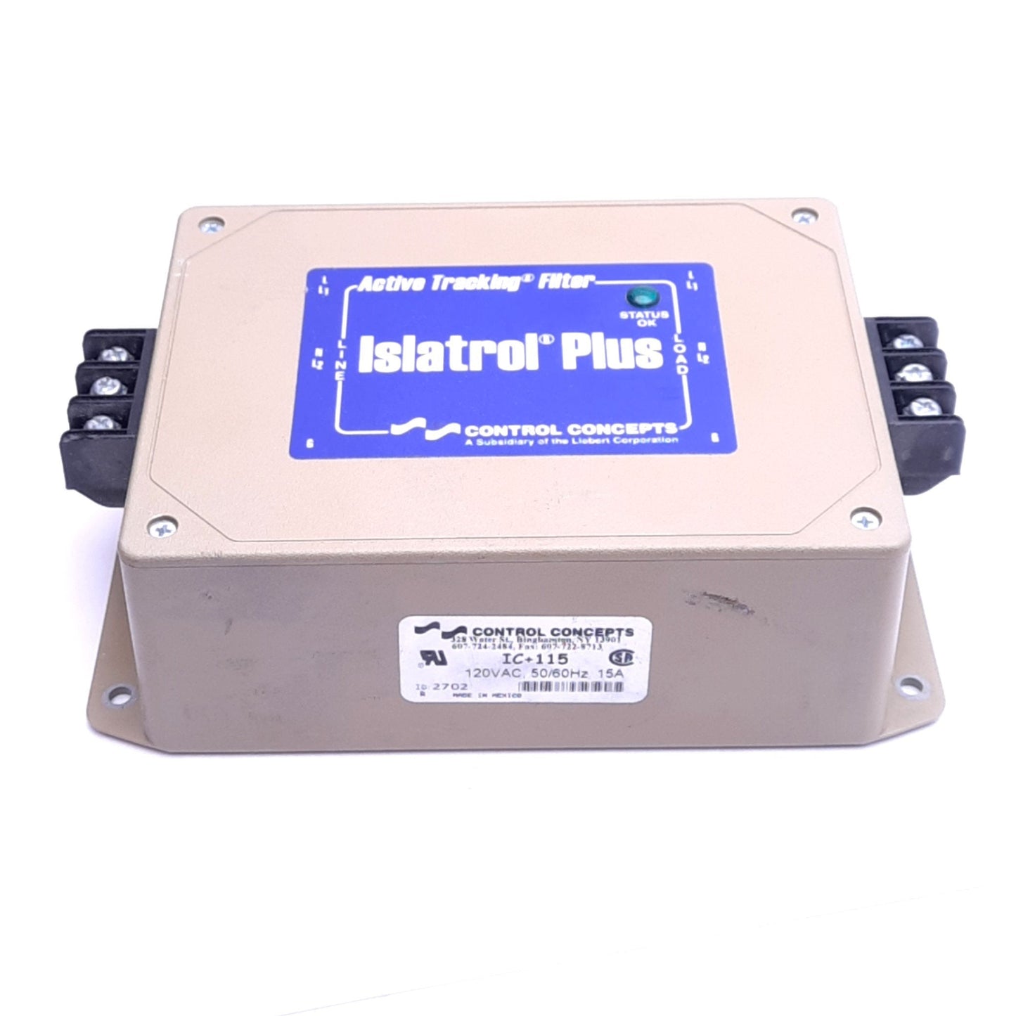 Used Control Concepts IC+115 Islatrol Noise Filter, 120VAC, 15A, 60dB Min, 50MHz Max