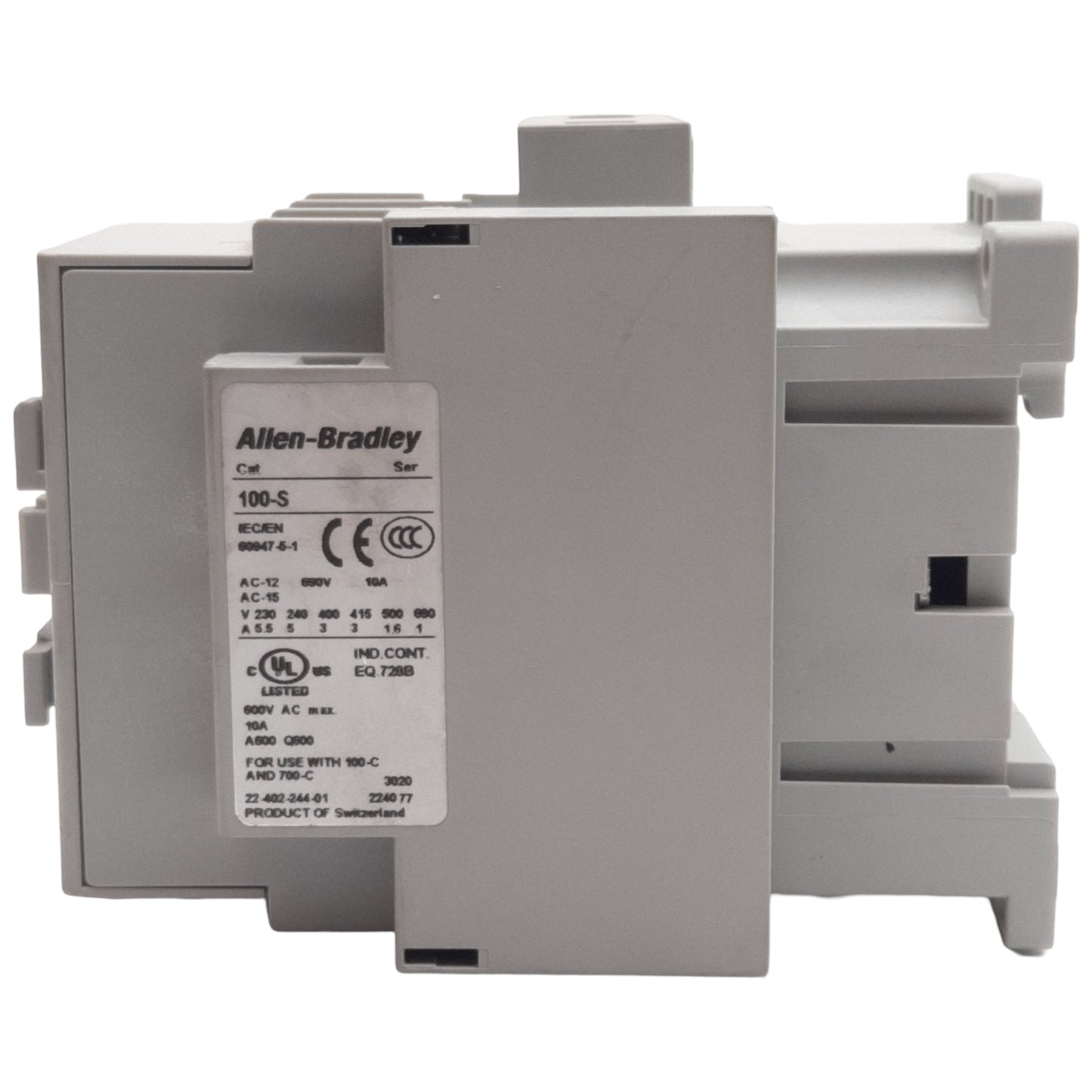 Used Allen Bradley 100-C37D00 Contactor, 3-Pole, 37A 600VAC, 110-120VAC Coil