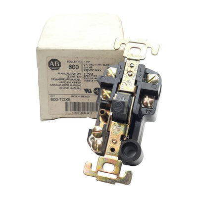 New Allen Bradley 600-TOX5 Manual Motor Starter Switch, 2-Pole, 277VAC 1PH 1HP