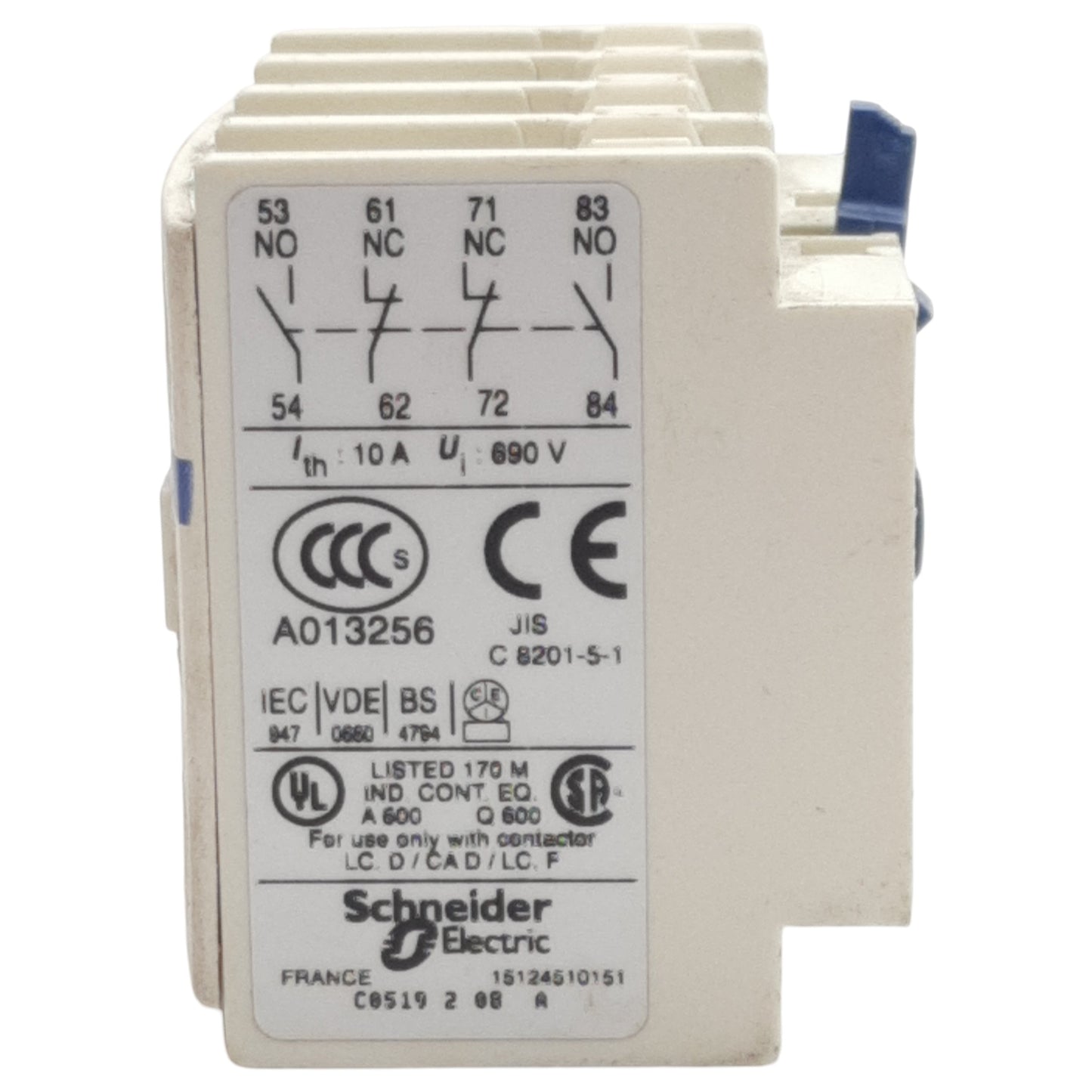 Used Telemecanique LADN22 Auxiliary Contact Block, 2N.O. + 2N.C., 10A 690VAC