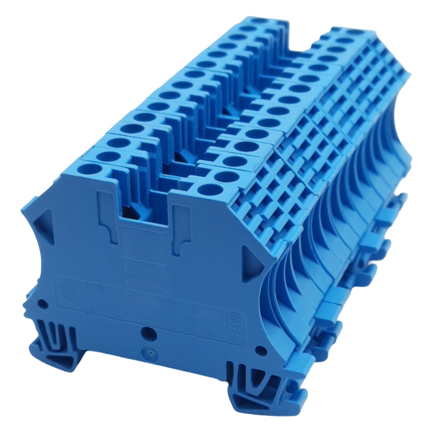 New Lot of 15 Allen Bradley 1492-J4 Terminal Block, 1-Pole, 35A 600VAC/VDC, Blue