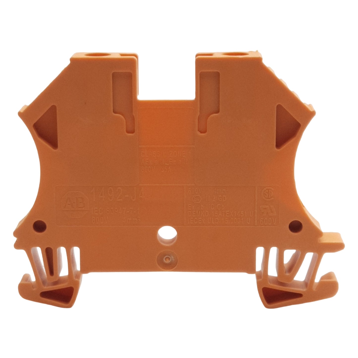 New Lot of 15 Allen Bradley 1492-J4 Terminal Block, 1-Pole, 35A 600VAC/VDC, Orange