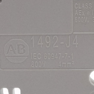 New Lot of 15 Allen Bradley 1492-J4 Terminal Block, 1-Pole, 35A 600VAC/VDC, Gray