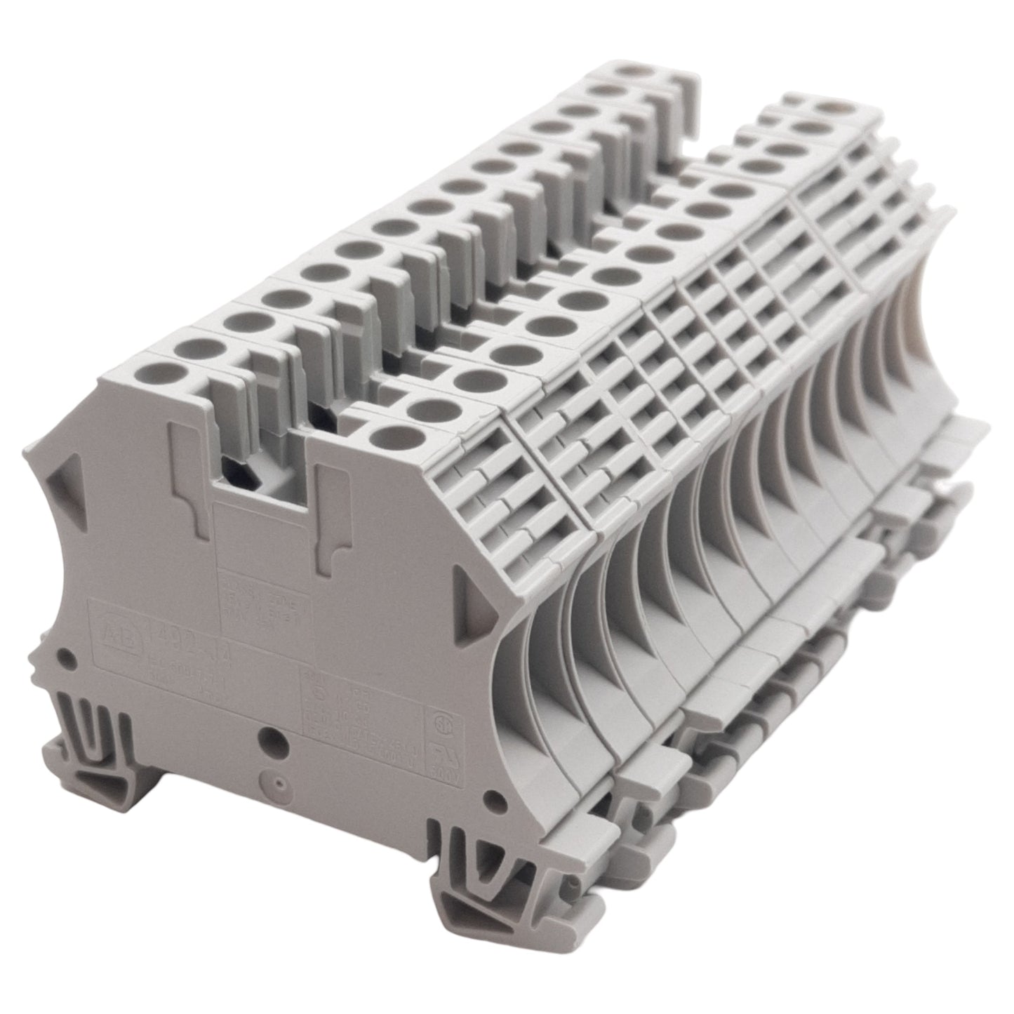 New Lot of 15 Allen Bradley 1492-J4 Terminal Block, 1-Pole, 35A 600VAC/VDC, Gray