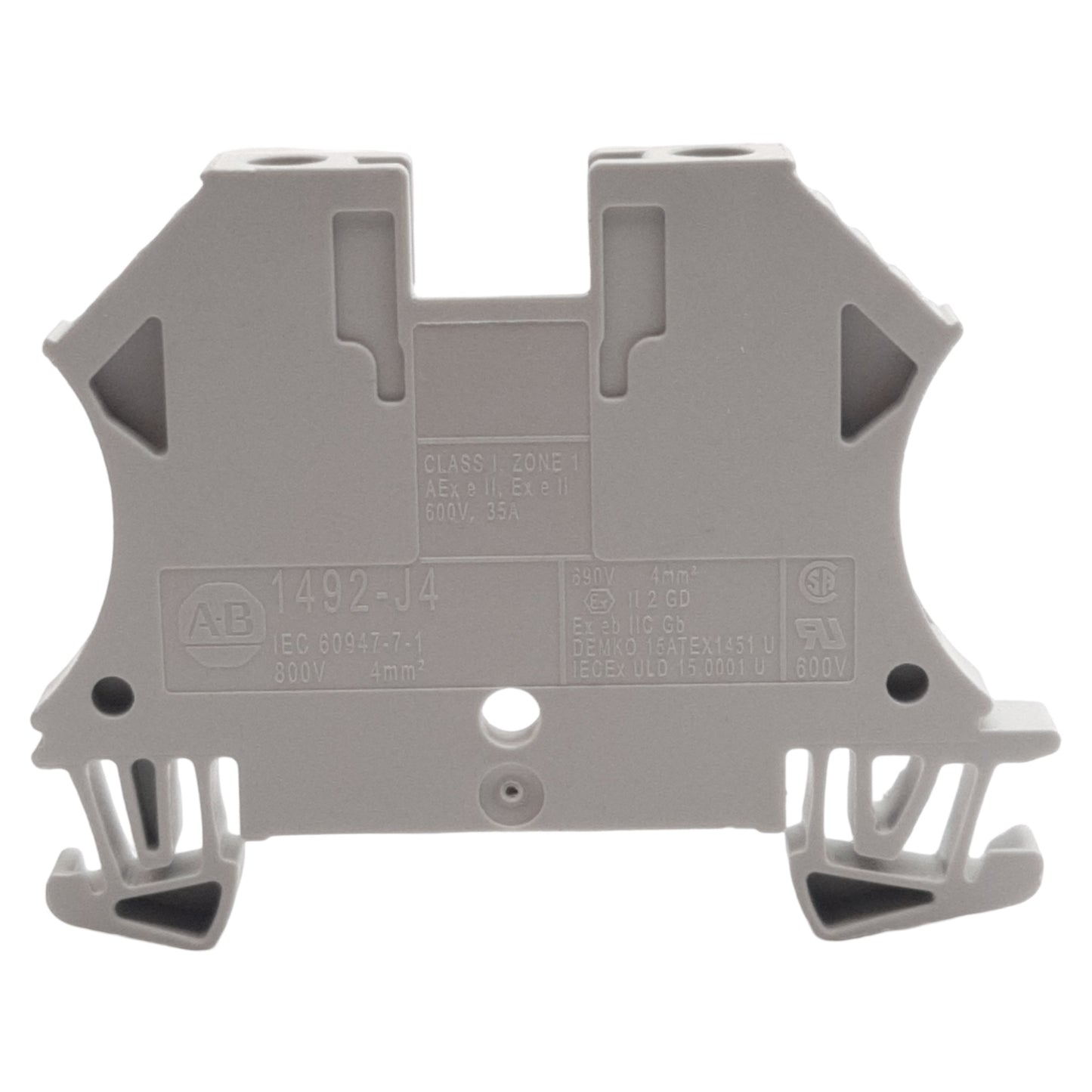 New Lot of 15 Allen Bradley 1492-J4 Terminal Block, 1-Pole, 35A 600VAC/VDC, Gray