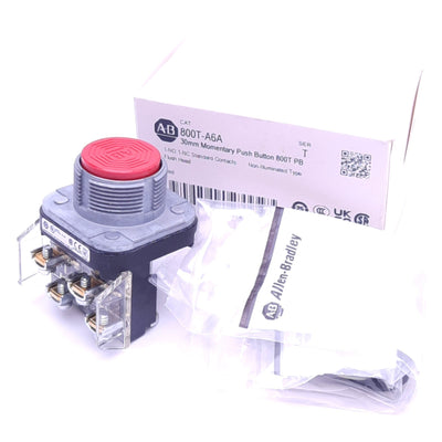 New Allen Bradley 800T-A6A Flush Momentary Pushbutton, ø30mm, 1NO 1NC, 600VAC 10A