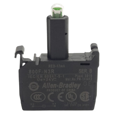 Used Allen Bradley 800F-N3R LED Module, Red 17mA, 24VAC/VDC, 22mm, Latch Mount