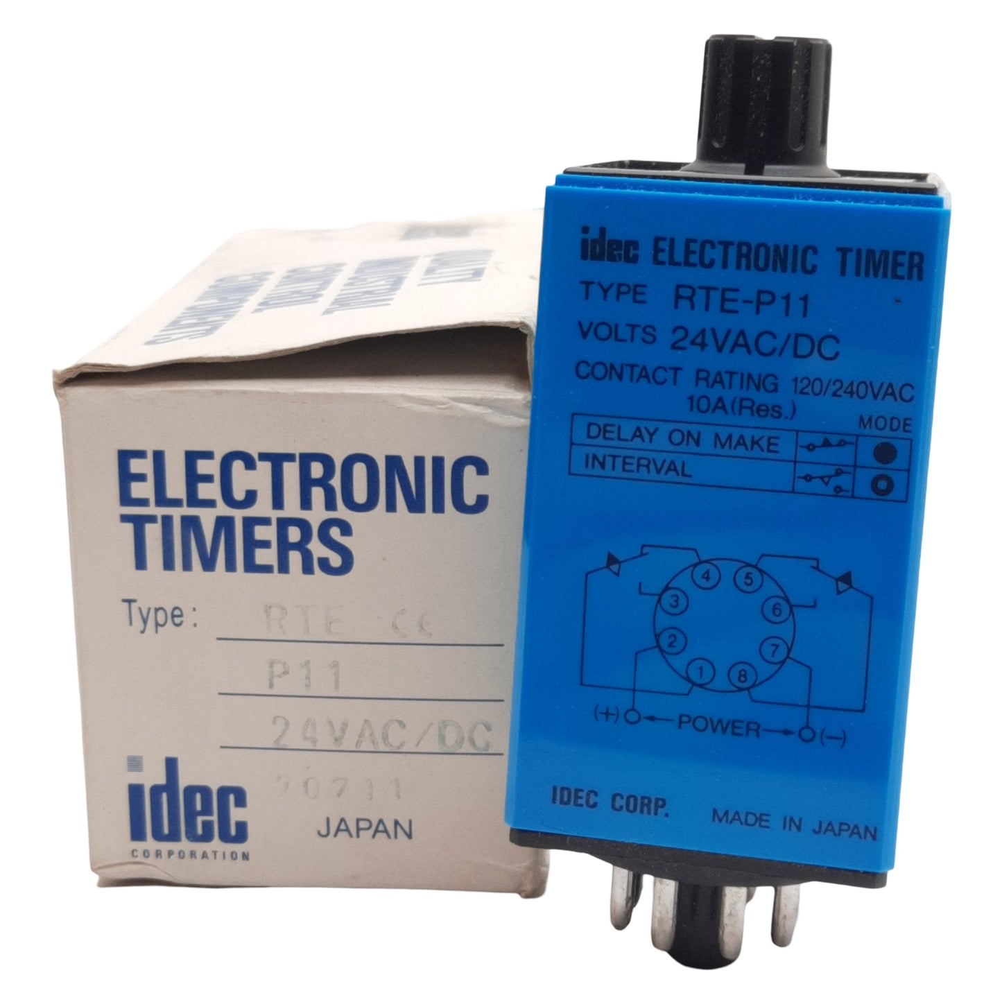 New Idec RTE-P11 Multi-Function Time Delay Relay, 0.1s-10min Range, 24VAC/VDC In