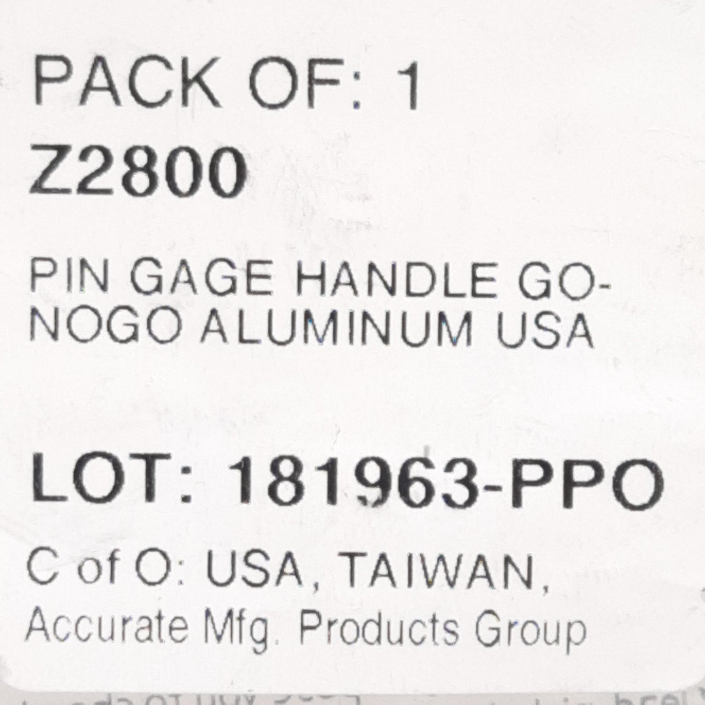 New AMPG Z2800 Accurate Aluminum Pin Gage Handle, Hold Up To 1/32in-1/2in, GO/NO GO