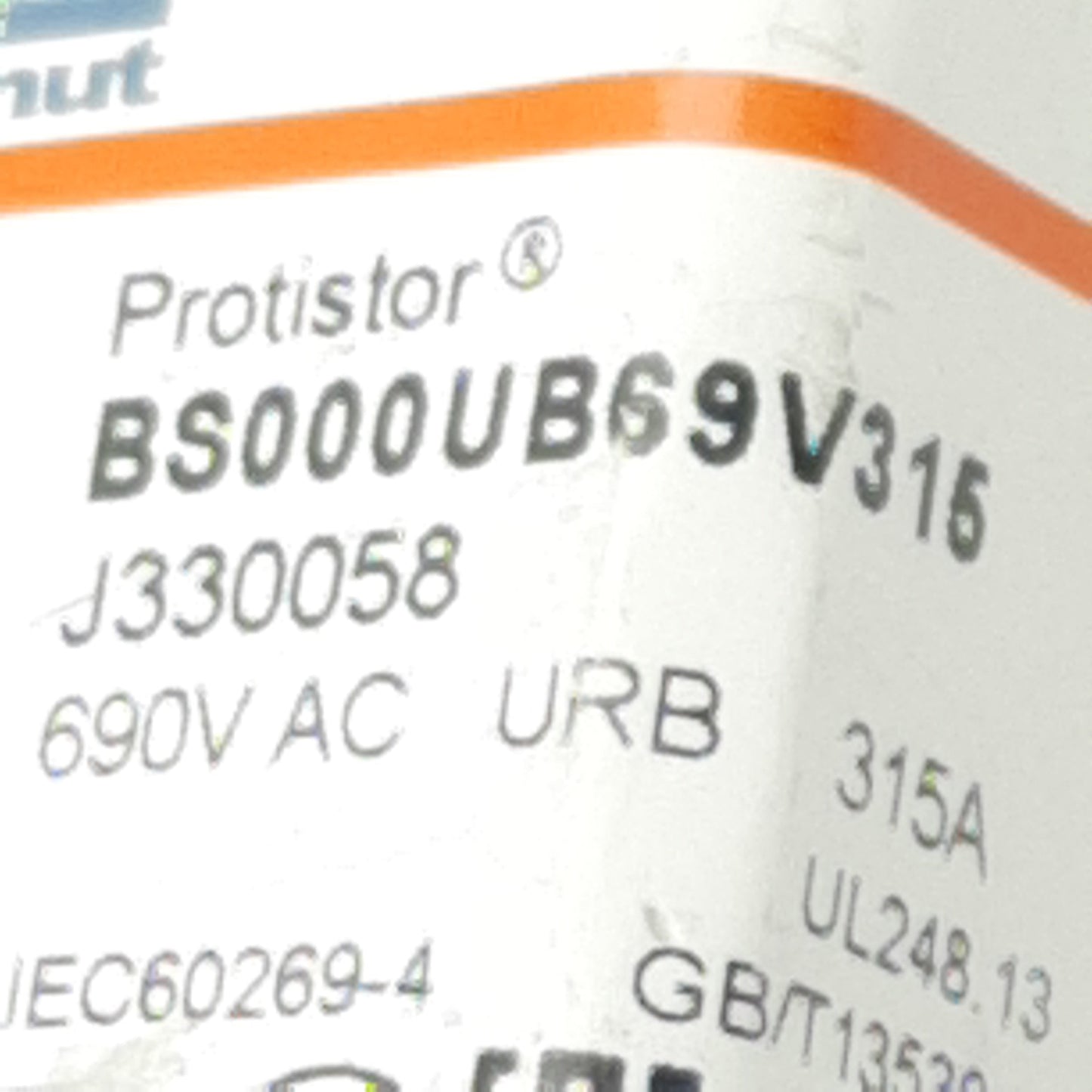 Used Ferraz Shawmut BS000UB69V315 Protistor Fuse, Class aR, 690VAC 315A, Size NH000