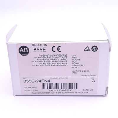 New Allen Bradley 855E-24FN4 Red Flashing Incandescent Module, ø50mm, 24V AC/DC