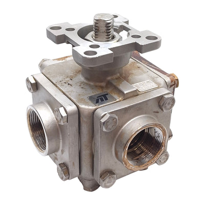 Used A-T Controls 33-TX-150 Multi-Port 33 Series Ball Valve, 800psi Max, 1-1/2" NPT