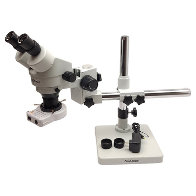 Used AmScope SM-1B Binocular Stereo Microscope w/ Ring Light, 7X-45X, 0.5X Barlow