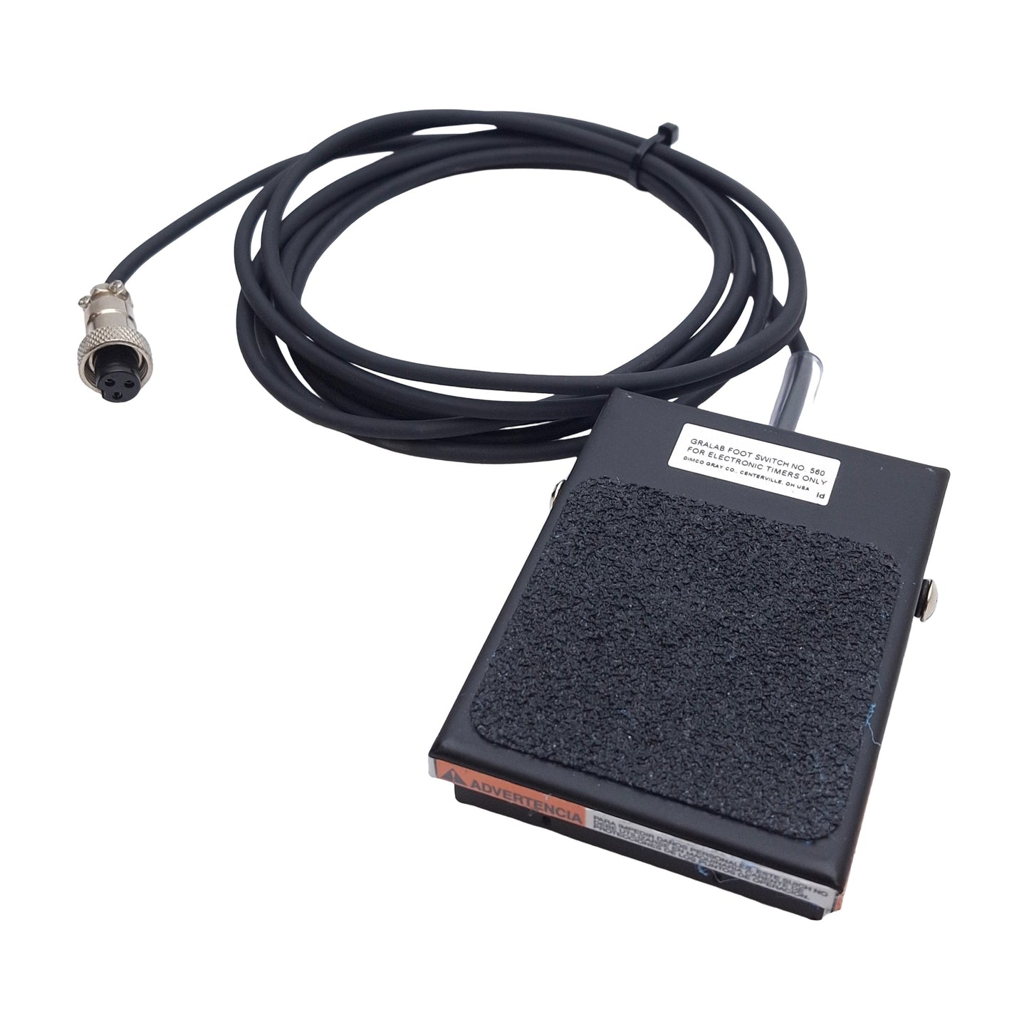 Used GraLab 560 Foot Switch For Electronic Timers 125-250VAC 7A, M12 3-Pin DIN, 7.5ft