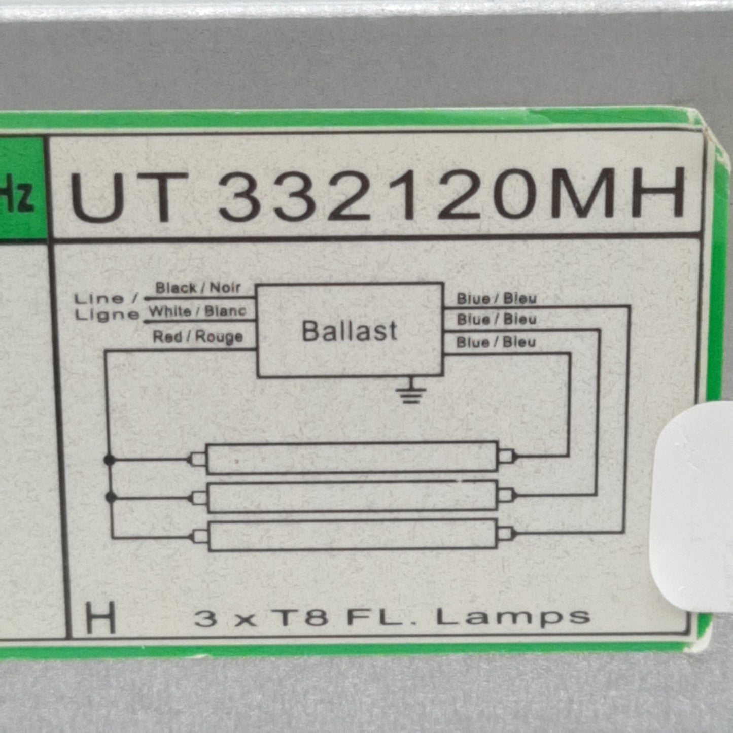 Used Ultrasave UT 332120MH Instant Start Electronic Ballast, 120-277VAC 0.4-0.92A In