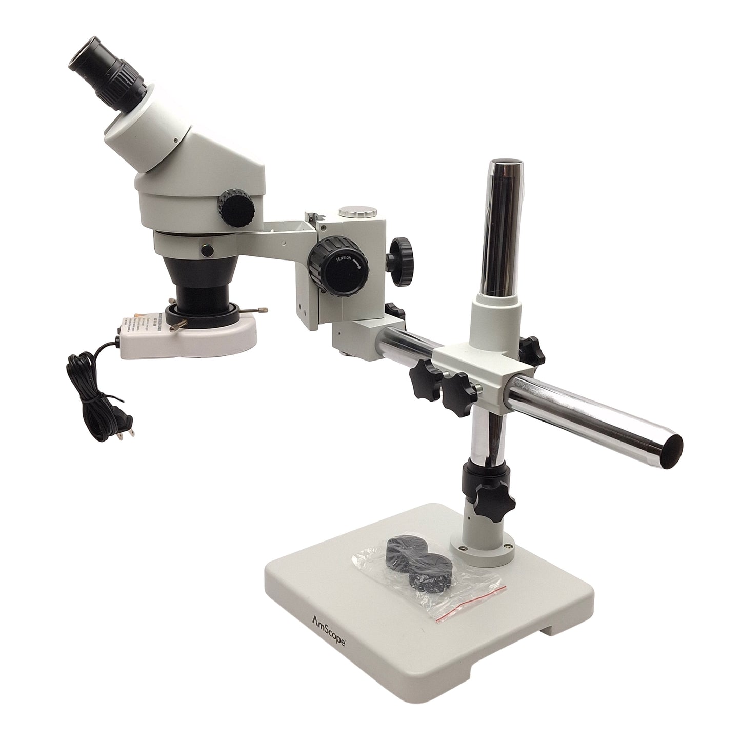 Used AmScope SM-1B Binocular Stereo Microscope w/ Ring Light 7X-45X, 0.5X Barlow