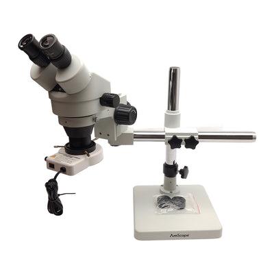 Used AmScope SM-1B Binocular Stereo Microscope w/ Ring Light 7X-45X, 0.5X Barlow