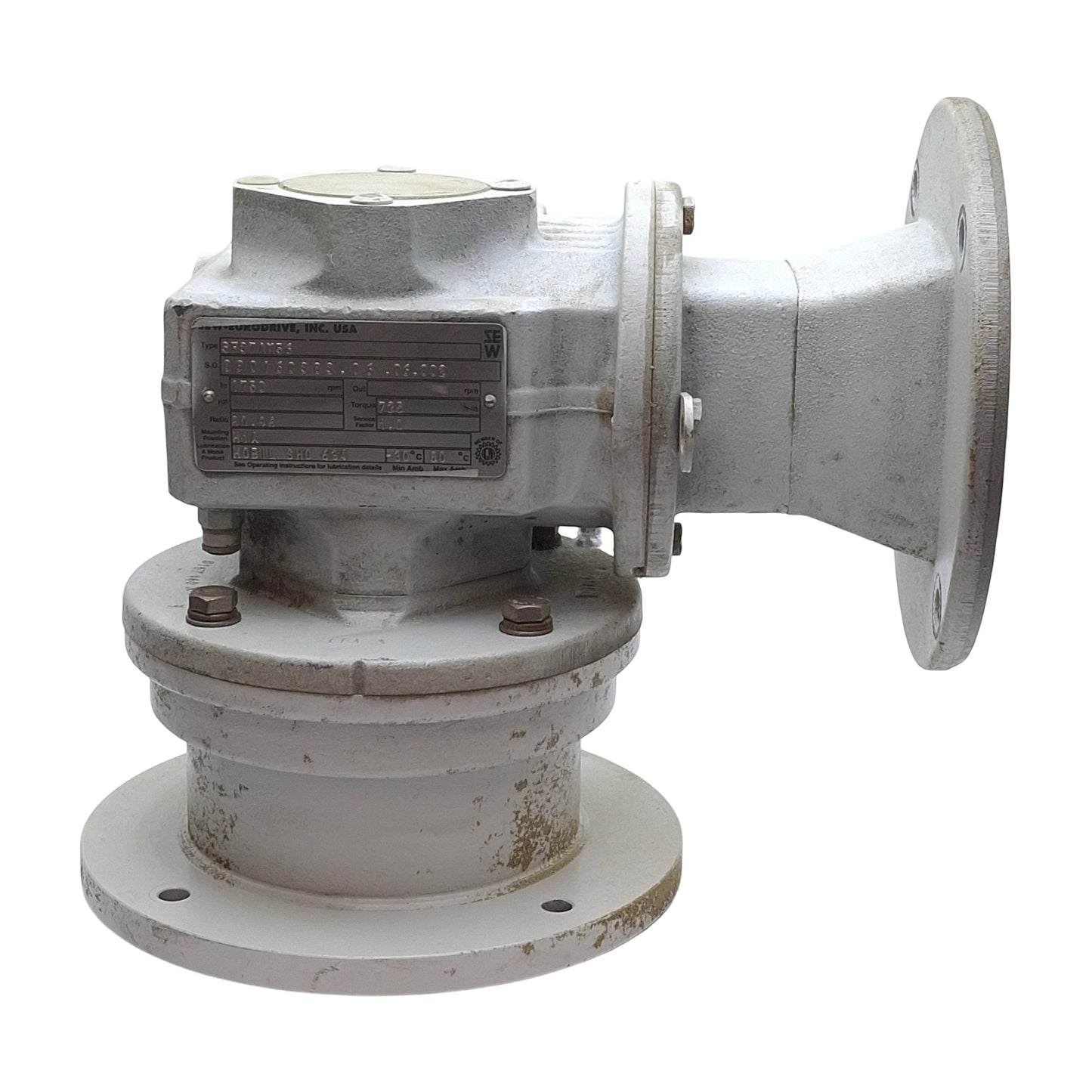 Used Sew-Eurodrive SF37AM56 Gear Reducer, 80.96:1 Ratio, 1750rpm Input, 725lb-in