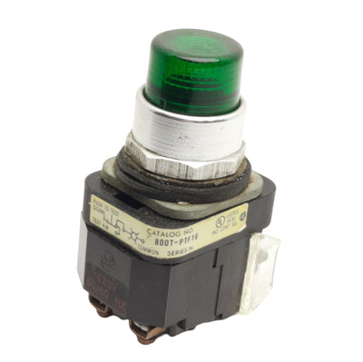 Used Allen Bradley 800T-PTF16 Push/Test Pushbutton, 120VAC Lamp, 1NO/1NC, *No Bulb*