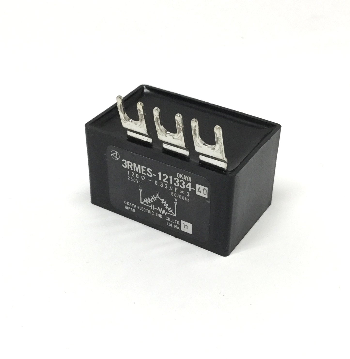 Used Okaya 3RMES-121334-AO 3-Phase Delta Relay Spark Quencher 120 Ohm 0.33µF 250V