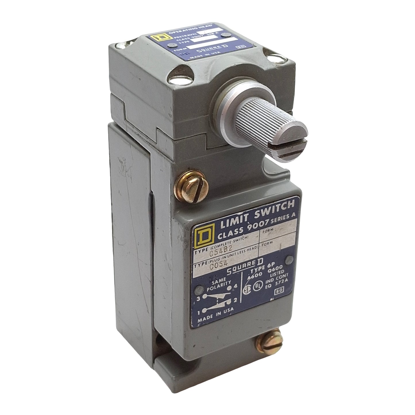 Used Square D 9007C54B2 Heavy Duty Rotary Limit Switch, 1NC+1NO, 600VAC 10A, 1/2NPT