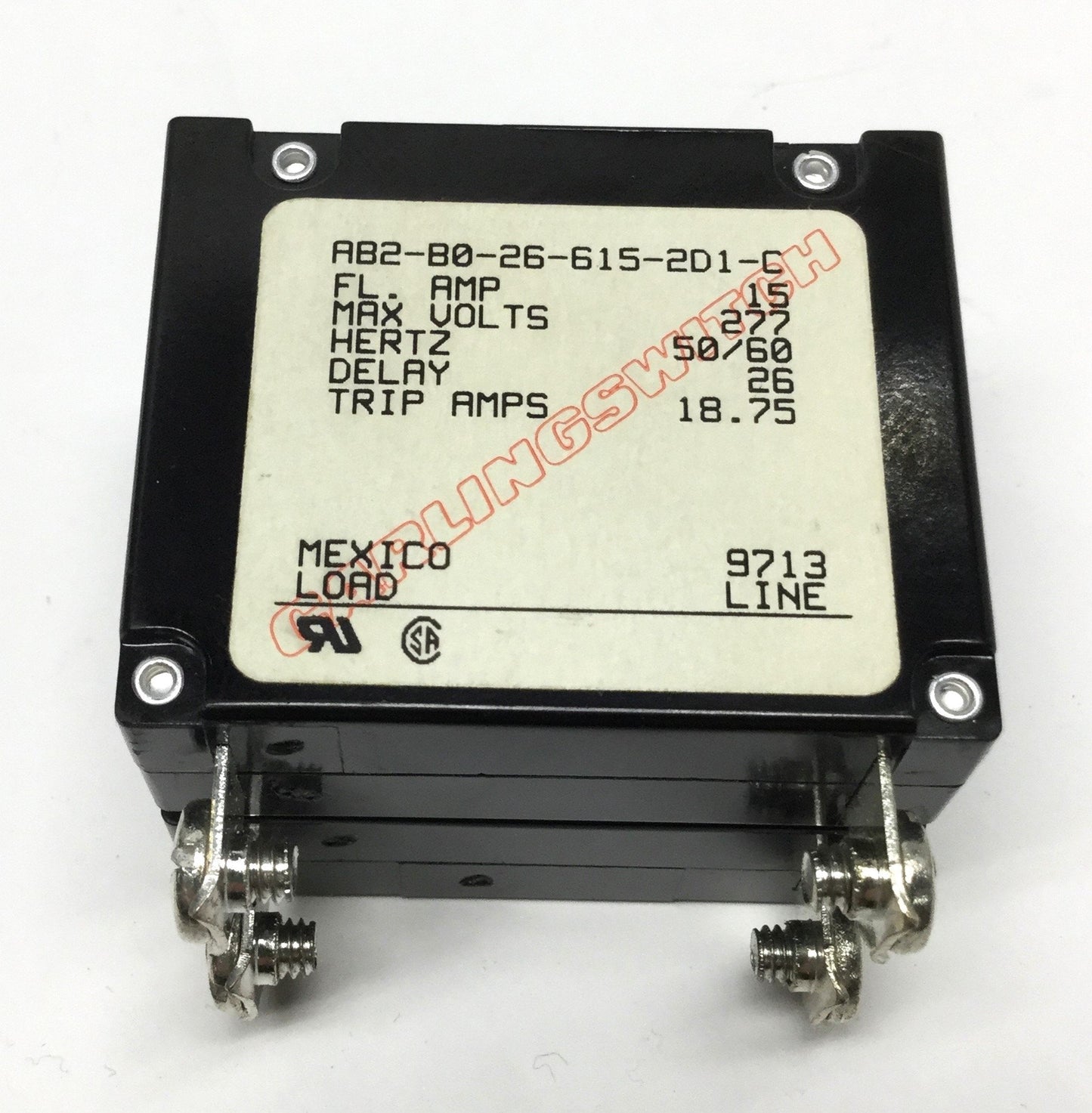 Used Carling BA2-B0-26-615-2D1-C Circuit Breaker 2-Pole, 15A 277VAC, 18.75A Trip