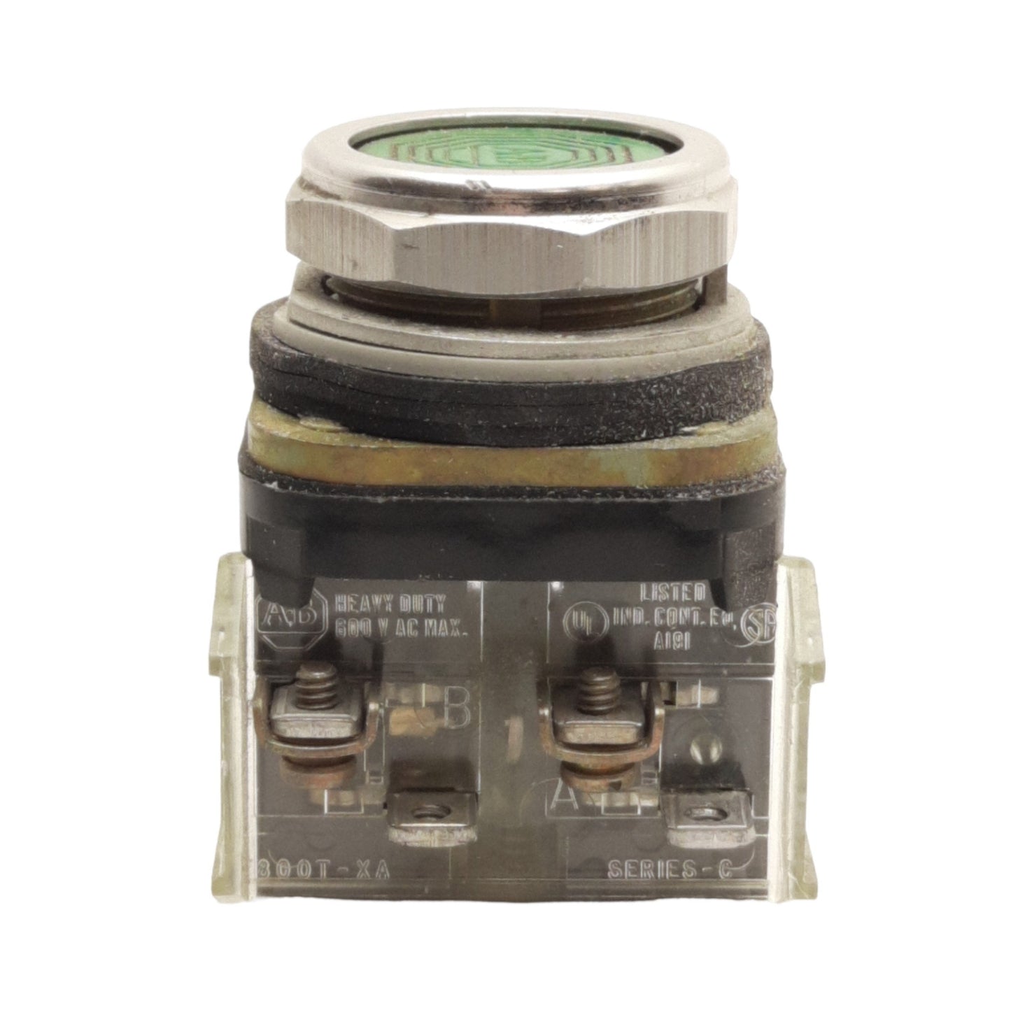 Used Allen Bradley 800T-A1A Pushbutton Switch, 1NO & 1NC, 30mm, Momentary, 600V 10A