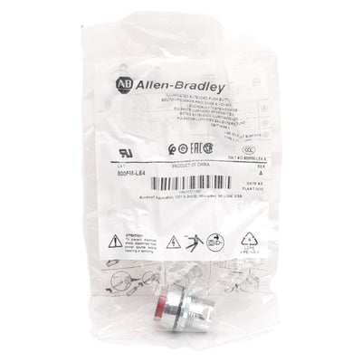 New Allen Bradley 800FM-LE4 Extended Push Button Momentary, ø22.5mm Illuminated Red
