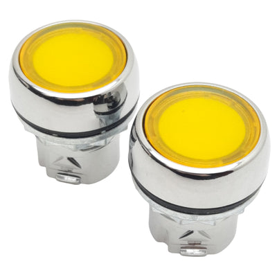 New Lot of 2 Allen Bradley 800FM-LF5 Flush Push Button, ø22.5mm, Illuminated Yellow