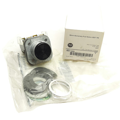 New Allen Bradley 800T-A2A Momentary Pushbutton Switch, Flush, Black, 30mm 1NO-1NC