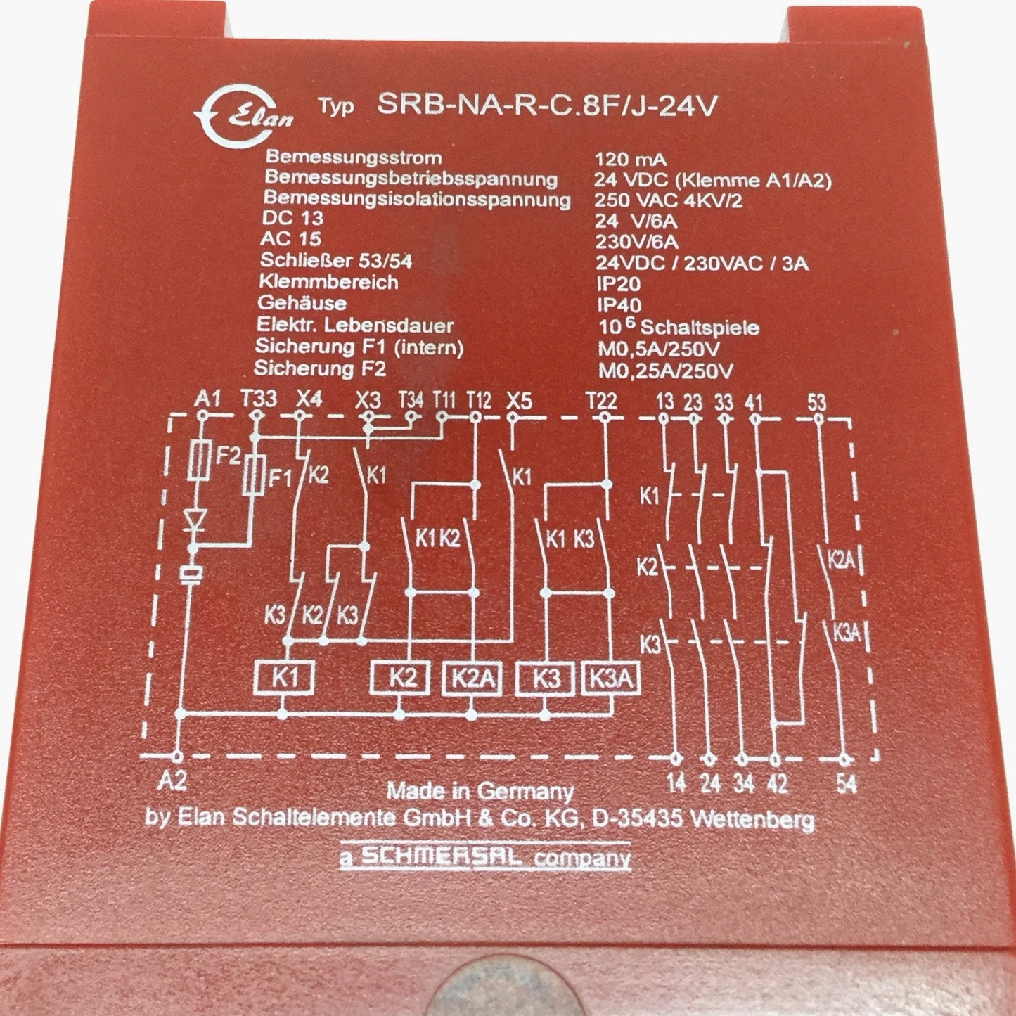 Used Schmersal Elan SRB-NA-R-C.8F/J-24V E-Stop Safety Controller Relay 24VDC, 3NO 6A