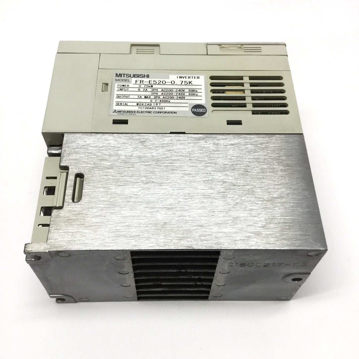 Used Mitsubishi FR-E520-0.75K FREQROL E500 Inverter Motor Drive, 1HP, 3PH 200-240VAC