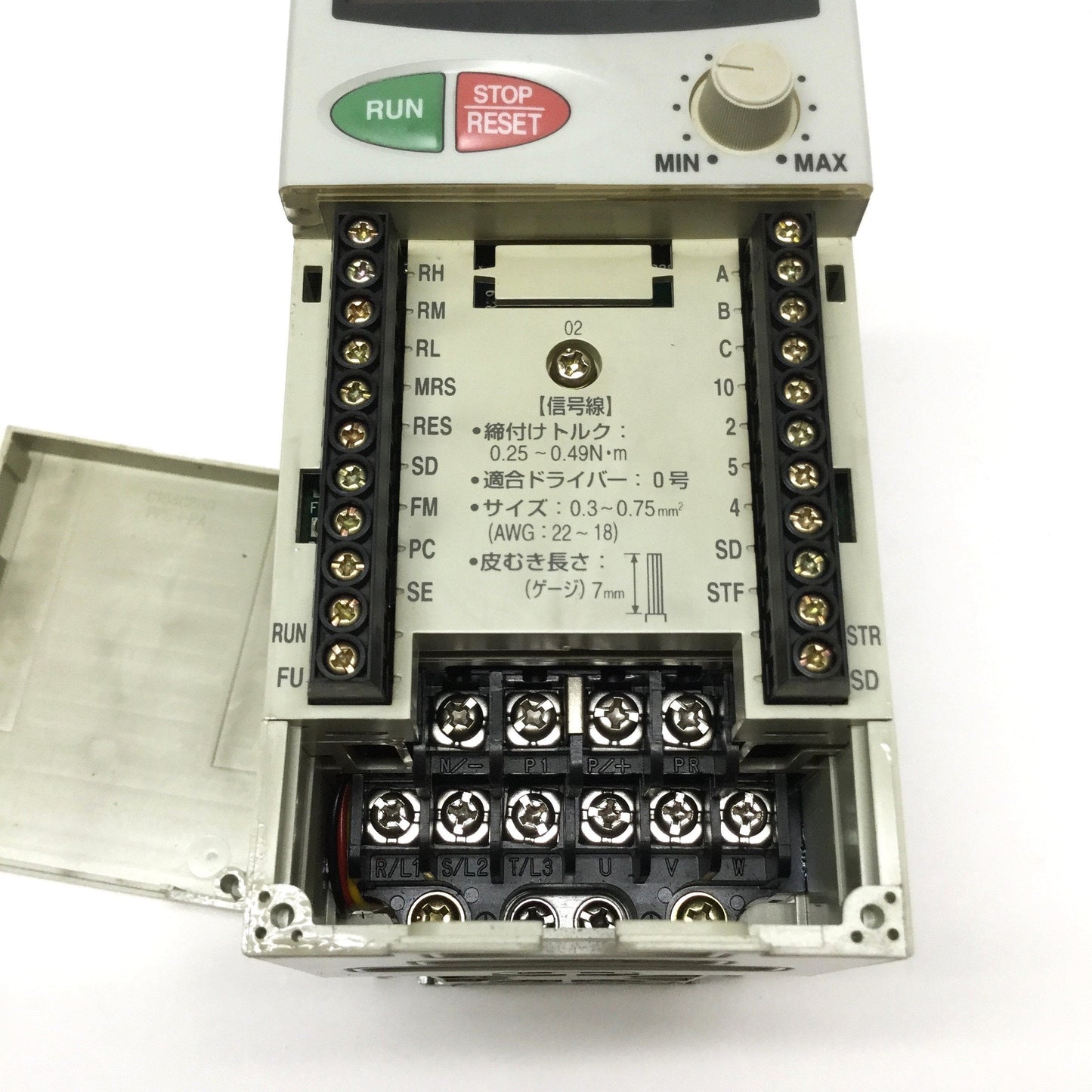 Used Mitsubishi FR-E520-0.75K FREQROL E500 Inverter Motor Drive, 1HP, 3PH 200-240VAC
