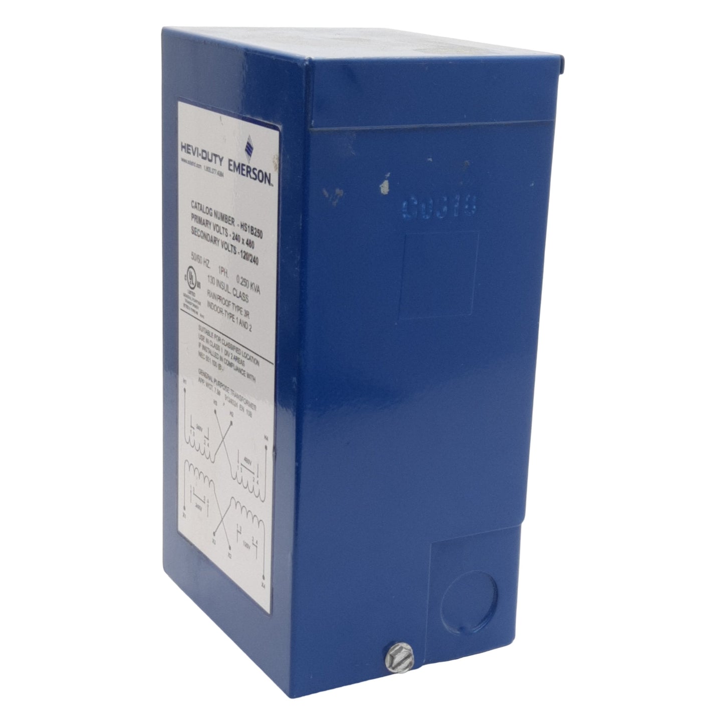 Used Emerson HS1B250 Transformer 240/480VAC Primary 120/240VAC Secondary 1-PH 0.25kVA