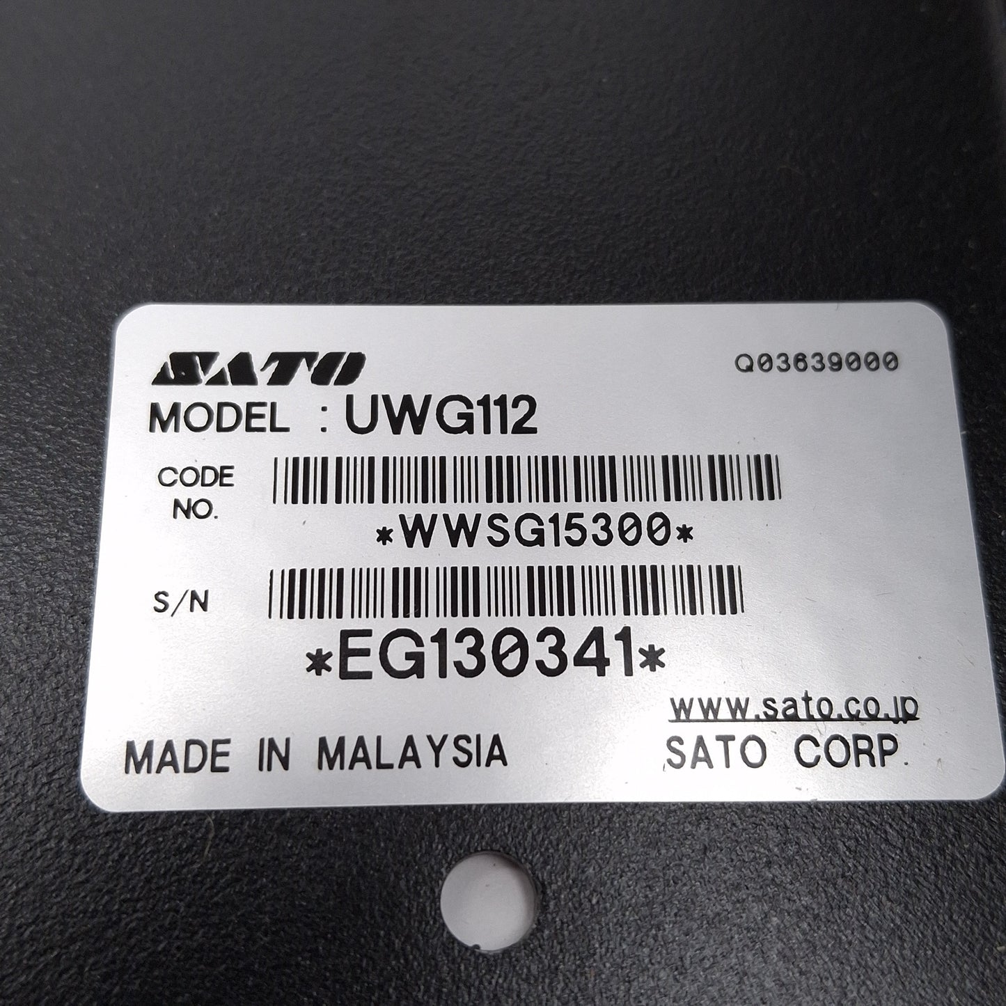 Used SATO WWSG15300 UWG112 Unwinder For SG112-EX Thermal Printer, 10.5in Width