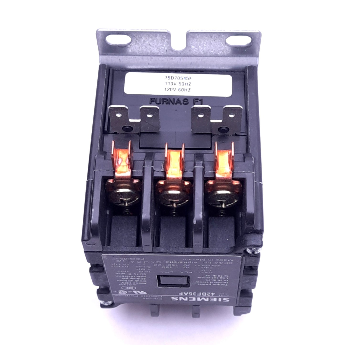 Used Siemens 42BF35AF Definite Purpose Contactor, 3 NO, 600VAC 30A Max, 120VAC Coil