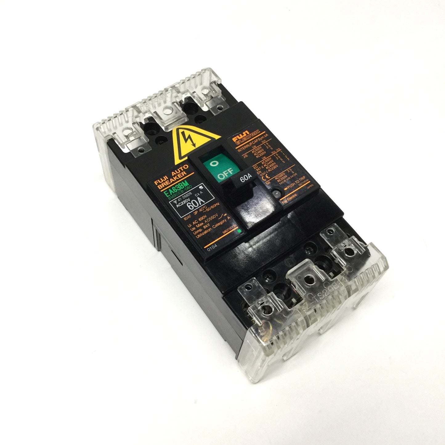 Used Fuji EA63BM Motor Protection Auto Circuit Breaker 3-Pole, 60A 220VAC, 60AF Frame