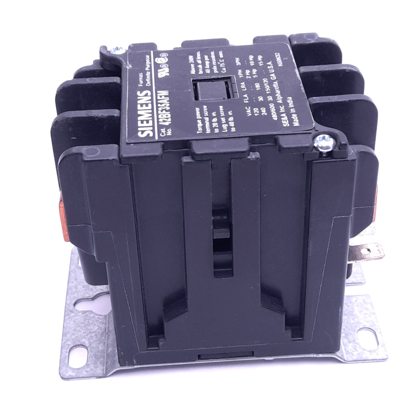 Used Siemens 42BF35AFM Definite Purpose Contactor, 3NO, 600VAC 30A, 110/120VAC Coil