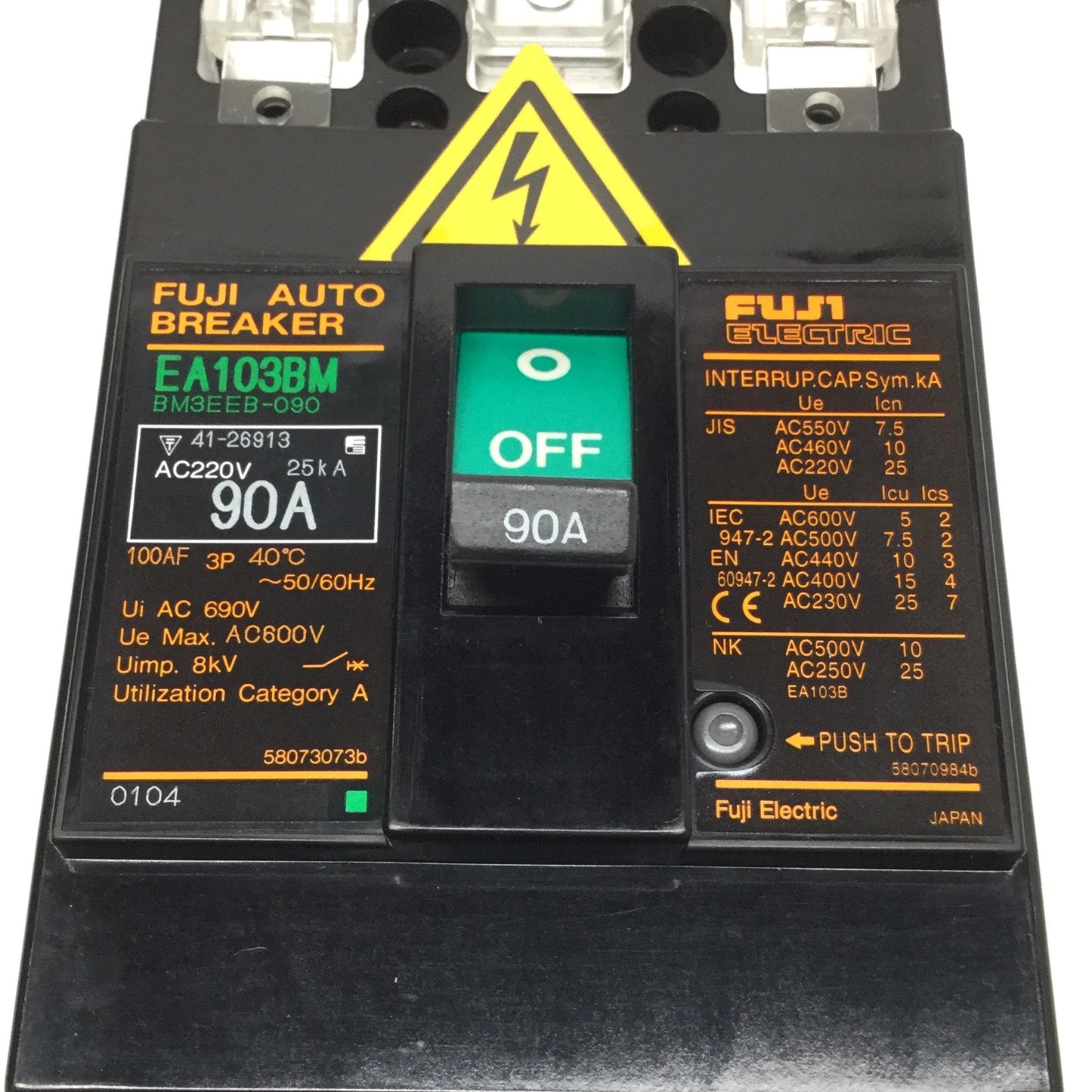Used Fuji EA103BM Motor Protection Auto Circuit Breaker 3-Pole 90A 220VAC 100AF Frame