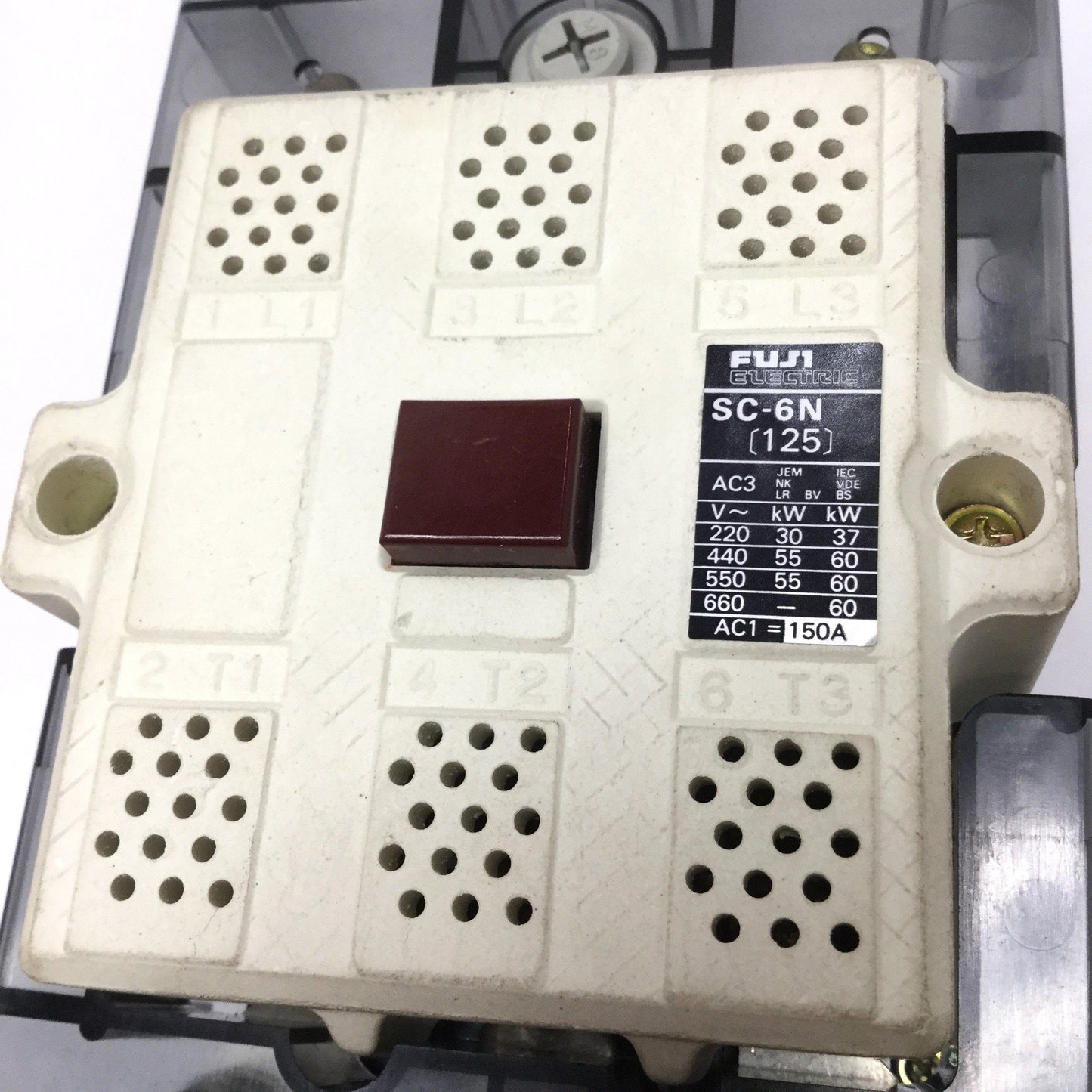 Used Fuji Electric SC-6N 125A Magnetic Contactor 3-Pole, 2NO-2NC Aux, 110-120VAC Coil