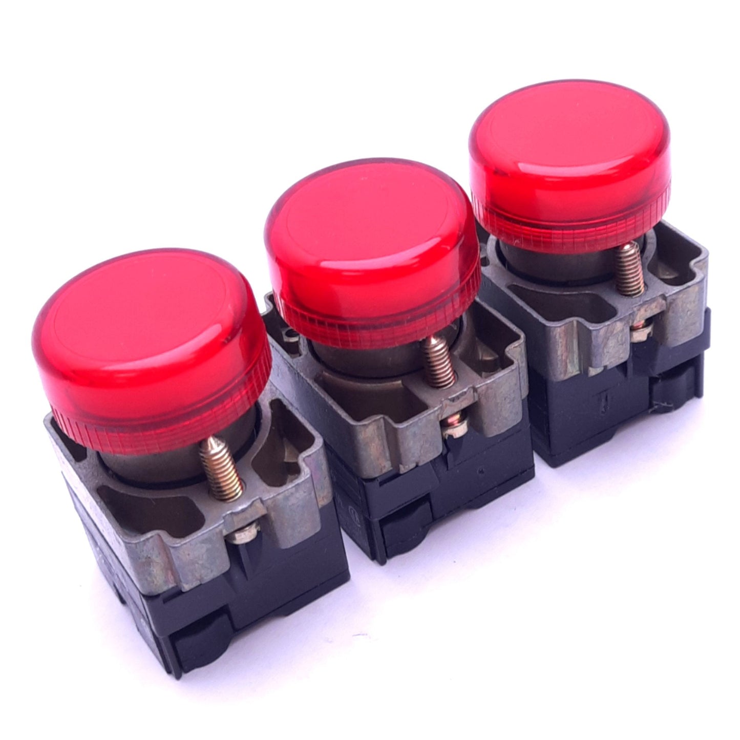 Used Lot of 3 Telemecanique Z..-BV6 Red Pilot Lights, ø30mm, 24V AC/DC