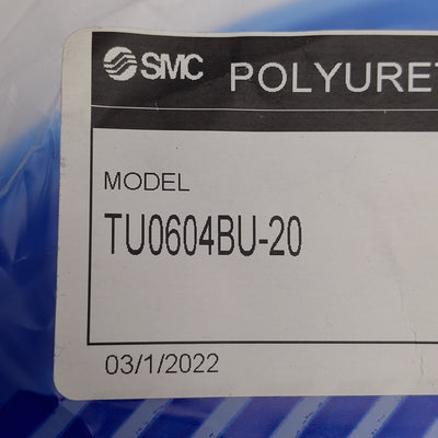 New Lot of 2 SMC TU0604BU-20 Blue Polyurethane Tubing, ø6mm OD, ø4mm ID, 0.8MPa, 20m
