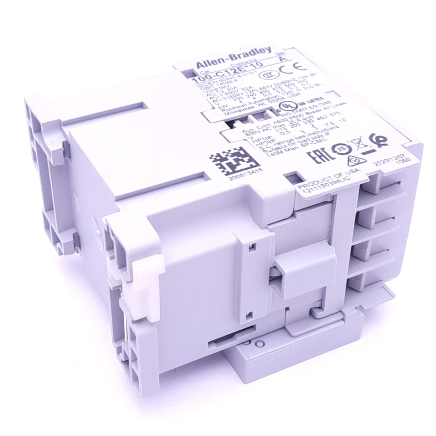 New – Open box Allen Bradley 100-C12EJ10 Contactor, 3-Pole, 12A, 1 N.O. Aux, 24VDC Coil