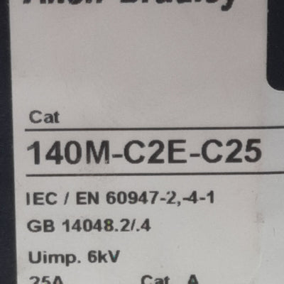 Used Allen Bradley 140M-C2E-C25 Circuit Breaker, 3-Pole 3PH 1NO + 1NC, 18-25A, 690VAC