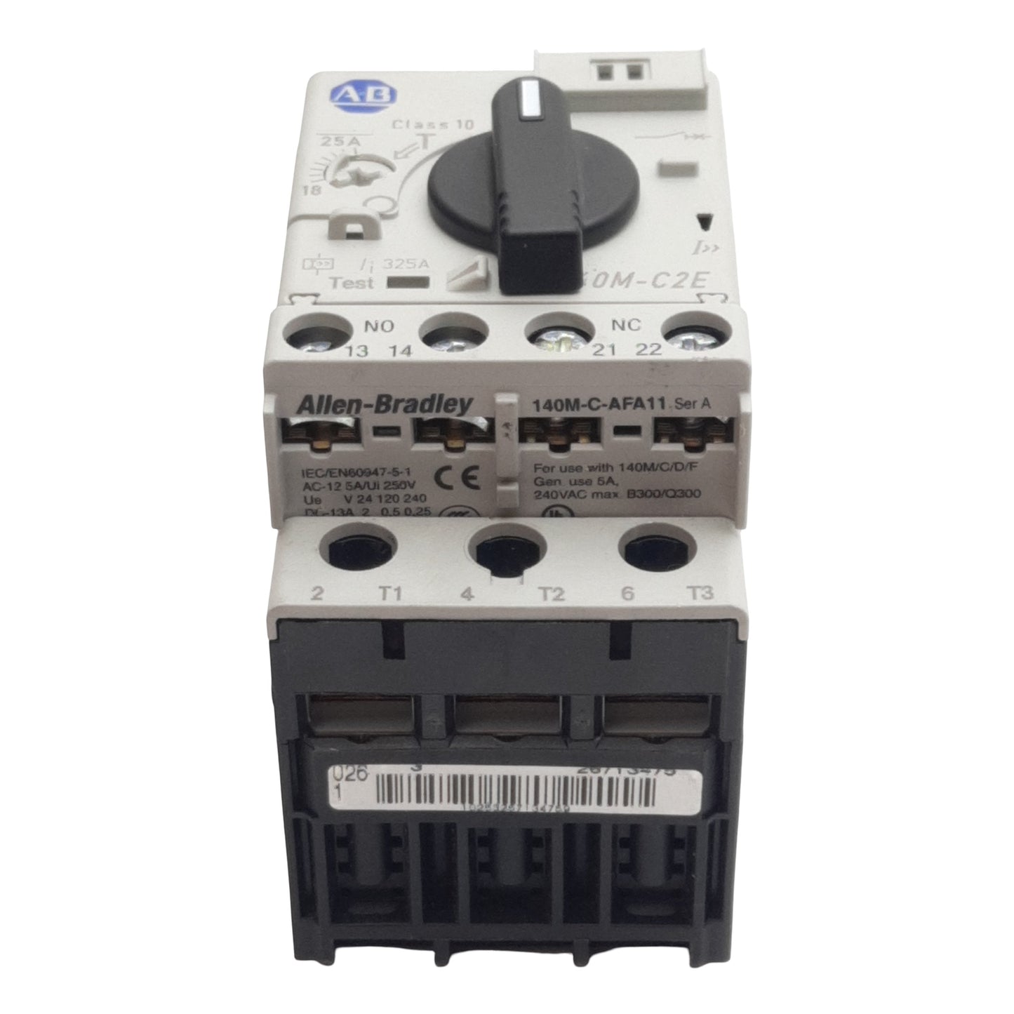 Used Allen Bradley 140M-C2E-C25 Circuit Breaker, 3-Pole 3PH 1NO + 1NC, 18-25A, 690VAC