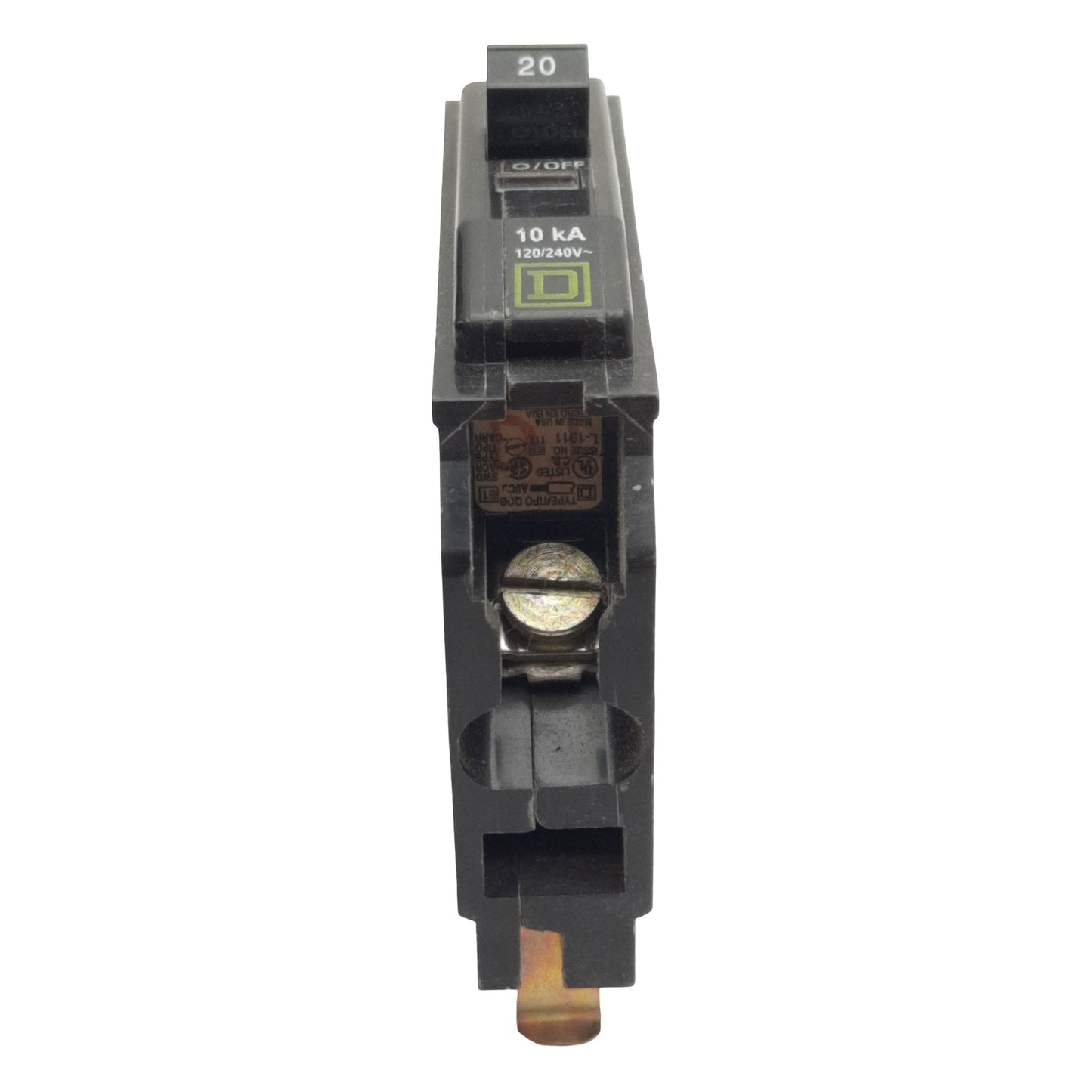 Used Lot of 4 Square-D QOB120 Circuit Breaker, 1-Pole, 20A 120/240VAC 48VDC, Bolt-On