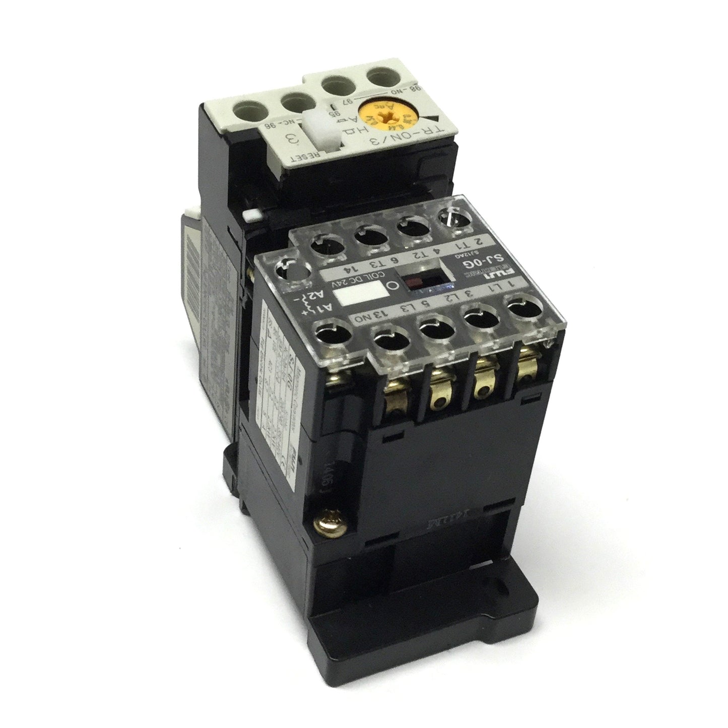 Used Fuji SJ-0G Motor Starter Contactor 3-Pole 24VDC Coil w/Overload Relay 0.36-0.54A