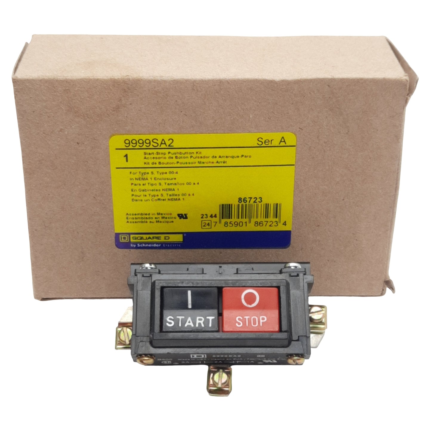 New Square-D 9999SA2 Start-Stop Pushbutton Kit, For Type S/00-4, Panel Mount, NEMA 1