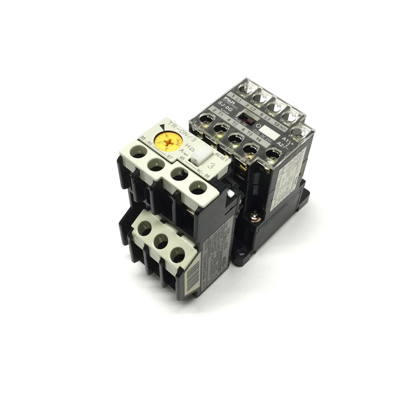 Used Fuji SJ-0G Motor Starter Contactor 3-Pole 24VDC Coil w/Overload Relay 4-6A